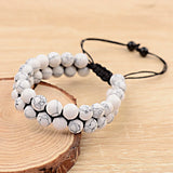 Natural Stone Bracelet Lava & Turquoises Double Layer Woven Bracelet