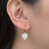 Natural Stone Circle Pendants Hoop Earrings for Women Stainless Steel