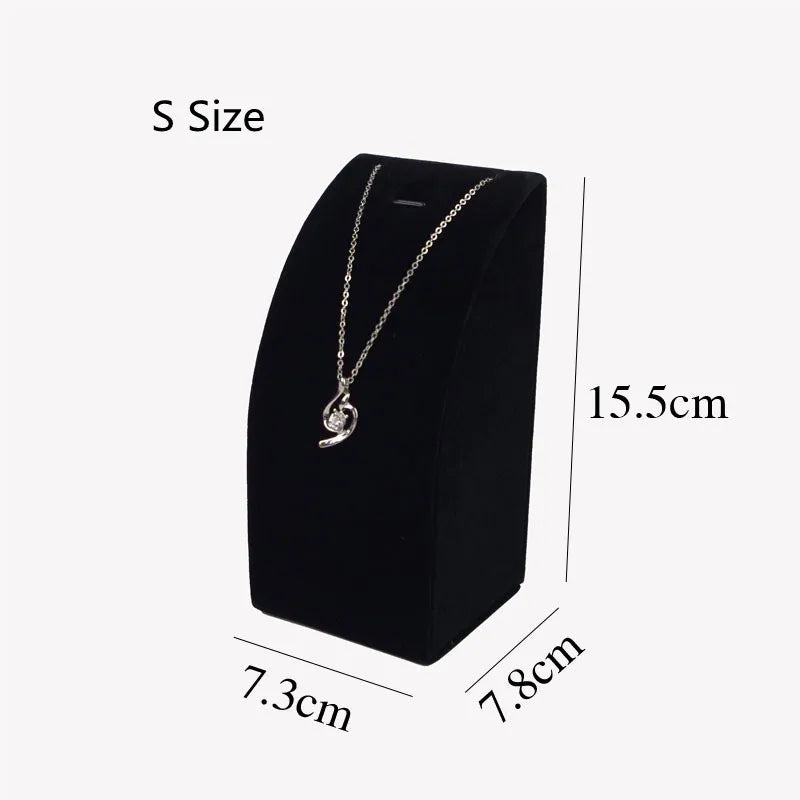 Velvet Jewelry Shelf Necklace Display Stand with Hooks