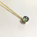 Pink Candy Crystal Pendant Topaz Turquoise Necklace Rose Plated