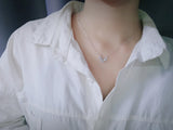 925 Sterling Silver V-shaped Necklace with Zircon