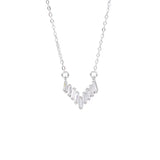 925 Sterling Silver V-shaped Necklace with Zircon