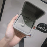 925 Sterling Silver V-shaped Necklace with Zircon