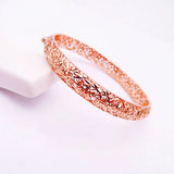 Classic 585 Purple Openwork Bracelet for Women 14K Rose Plated Jewelry