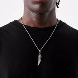 Feather Pendant Necklace Stainless Steel Chain Men's Jewelry Gift