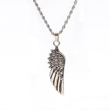 Feather Pendant Necklace Stainless Steel Chain Men's Jewelry Gift