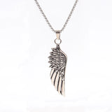 Feather Pendant Necklace Stainless Steel Chain Men's Jewelry Gift