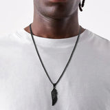Feather Pendant Necklace Stainless Steel Chain Men's Jewelry Gift