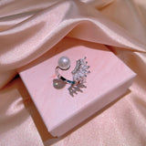 Pearl Zircon Wedding Bridal Engagement Ring for Women