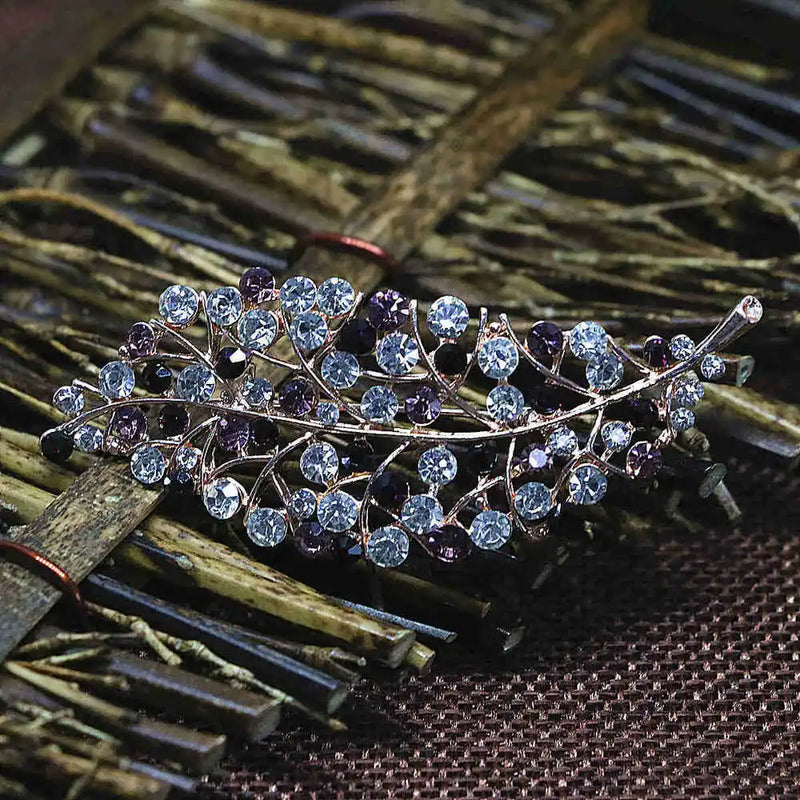 Crystal Large Leaf Bohemia Brooch Rose Gold-color Rhinestone Women Clothes Pin