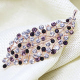 Crystal Large Leaf Bohemia Brooch Rose Gold-color Rhinestone Women Clothes Pin