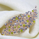Crystal Large Leaf Bohemia Brooch Rose Gold-color Rhinestone Women Clothes Pin