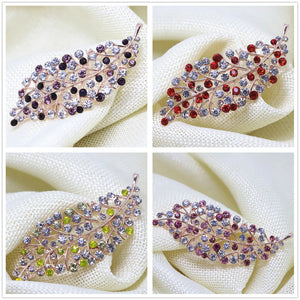 Crystal Large Leaf Bohemia Brooch Rose Gold-color Rhinestone Women Clothes Pin