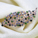 Crystal Large Leaf Bohemia Brooch Rose Gold-color Rhinestone Women Clothes Pin