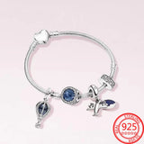 Sterling Silver Hot Air Balloon Travel Plane Charms Bracelet Jewelry