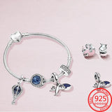 Sterling Silver Hot Air Balloon Travel Plane Charms Bracelet Jewelry