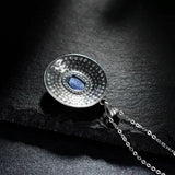 Oval Kyanite Pendant 925 Sterling Silver Necklace for Women Men