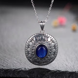 Oval Kyanite Pendant 925 Sterling Silver Necklace for Women Men