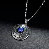 Oval Kyanite Pendant 925 Sterling Silver Necklace for Women Men
