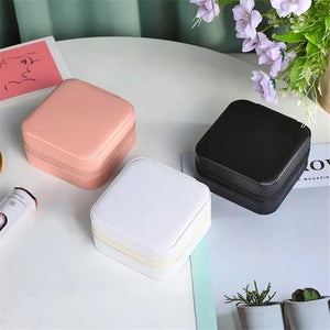 PU Jewelry Box Organizer Display Case Earrings Necklace Carrying Display Case