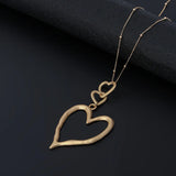 Peach Heart Pendant Necklace Long Chain Jewelry