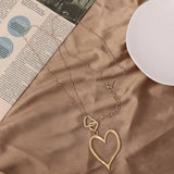 Peach Heart Pendant Necklace Long Chain Jewelry