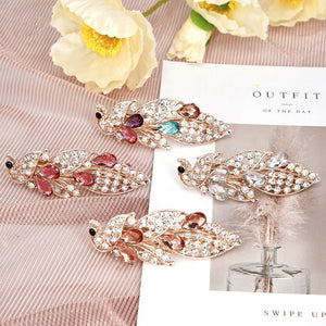 Classic Peacock Spring Clip Crystal Hair Accessories for Women