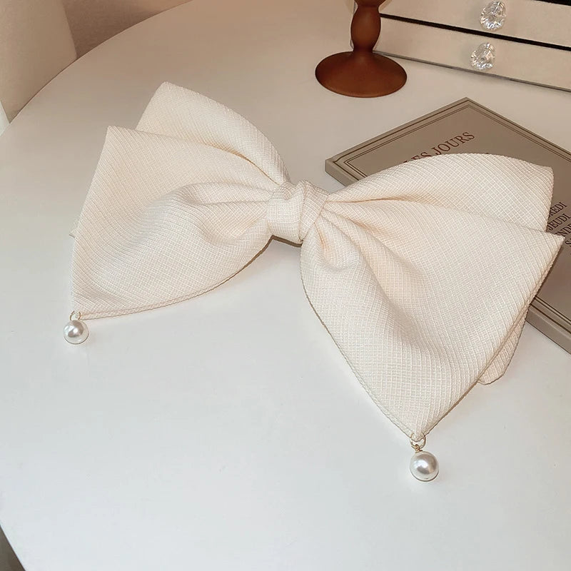 Pearl Bow Spring Clip Halloween Hair Accessory for Girls