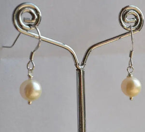 Ivory Freshwater Pearl Dangle Earrings S925 Sterling Silver
