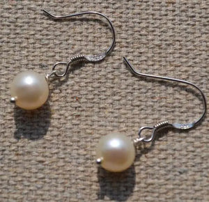Ivory Freshwater Pearl Dangle Earrings S925 Sterling Silver