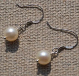 Ivory Freshwater Pearl Dangle Earrings S925 Sterling Silver