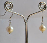 Ivory Freshwater Pearl Dangle Earrings S925 Sterling Silver