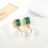 Emerald Drop Earrings 925 Silver Jewelry for Women