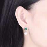Emerald Drop Earrings 925 Silver Jewelry for Women