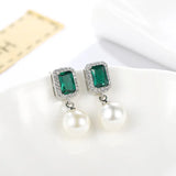 Emerald Drop Earrings 925 Silver Jewelry for Women