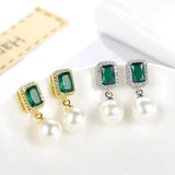 Emerald Drop Earrings 925 Silver Jewelry for Women