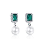 Emerald Drop Earrings 925 Silver Jewelry for Women