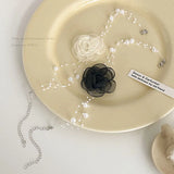 Pearl Flower Choker Necklace Collarbone Chain Elegant Holiday Jewelry