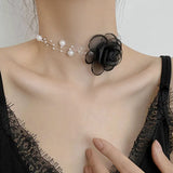 Pearl Flower Choker Necklace Collarbone Chain Elegant Holiday Jewelry