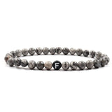 Personalized Initial Letter Men Bracelet Beaded Stone Bead Charm Bracelet