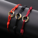 Titanium Steel Three-color Three-Ring Red Rope Lucky Jewelry