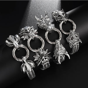 Punk Metal Dragon Wolf Head Stainless Steel Chain Bracelet Men's Jewelry