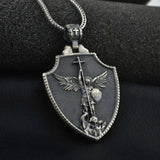 Classic Angel Cross Pendant Necklace Metal Men's Chain Retro Jewelry
