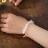 Pure Jade, Silk Jade, Quartzite Jade & Red Agate Bead Bracelet