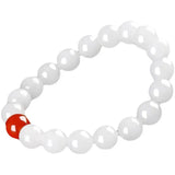 Pure Jade, Silk Jade, Quartzite Jade & Red Agate Bead Bracelet