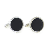 Classic Pyramid Frame Round Enamel Formal Wear Cuff Links And Studs Set