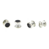 Classic Pyramid Frame Round Enamel Formal Wear Cuff Links And Studs Set