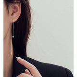 925 Silver Square Tassel Drop Earrings for Women
