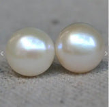 Real Pearl Earring 11.5-12mm Ivory Freshwater Pearl Studs S925 Silver Jewelry