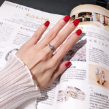 Tibetan Silver Engagement Ring Flash Rhinestone Wedding Band CZ Ring